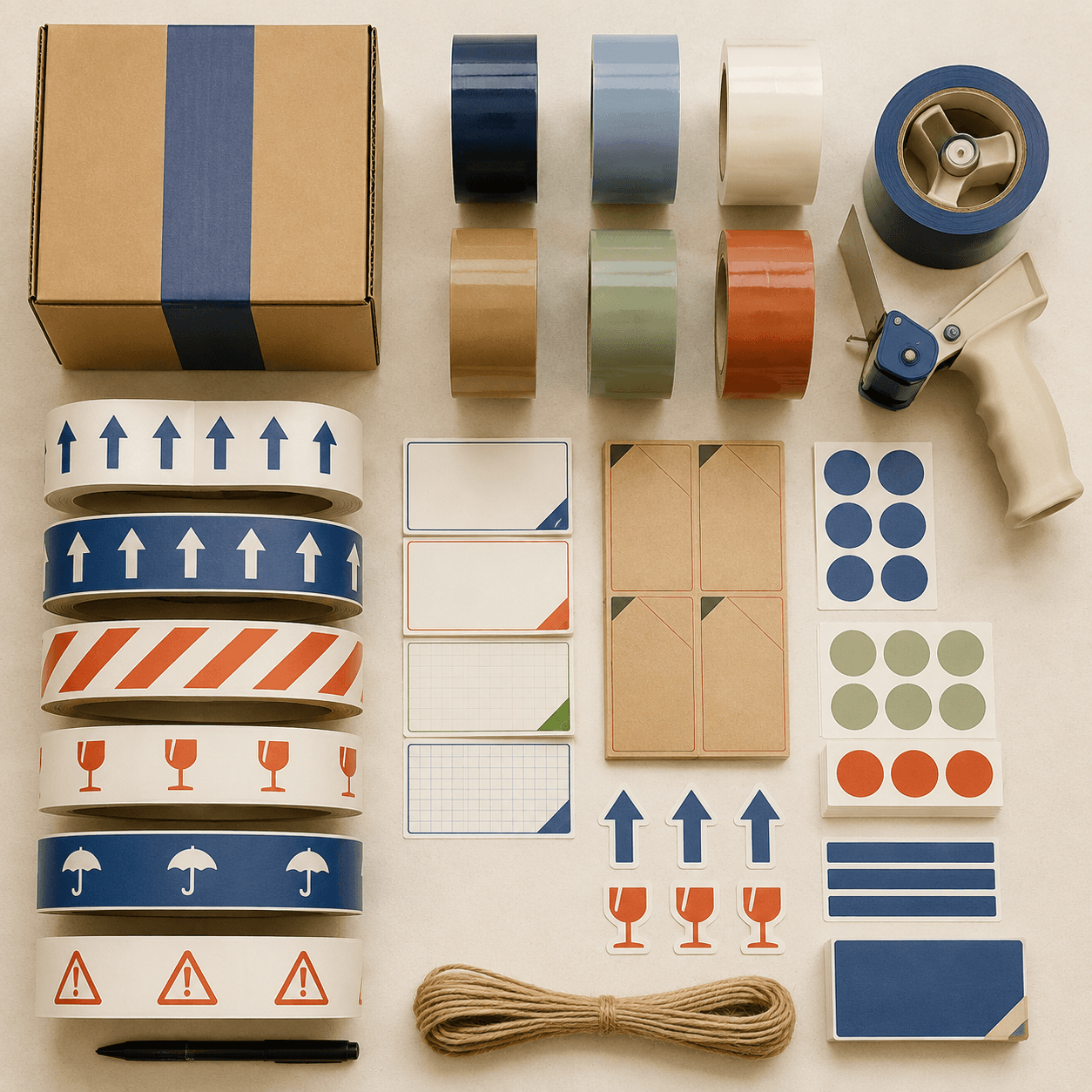 Warehouse Carton & Label Kit kit contents laid out flat